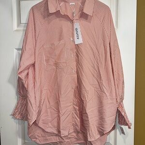 ASVINA Women's Red Striped Blouse. Size XL. NWT